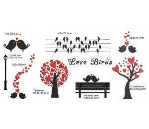 Stickmuster - Love Birds auf Bank